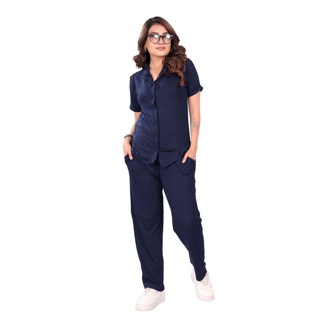 Authenzaa Women Co-Ord Set AC2N118 Navy