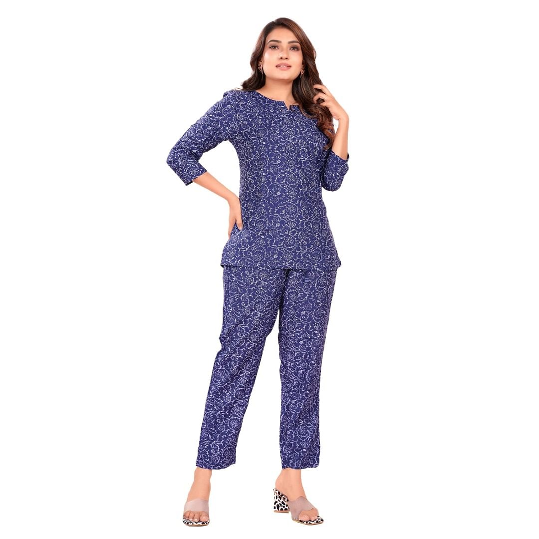 Authenzaa Women Co-Ord Set AC2N122 Navy