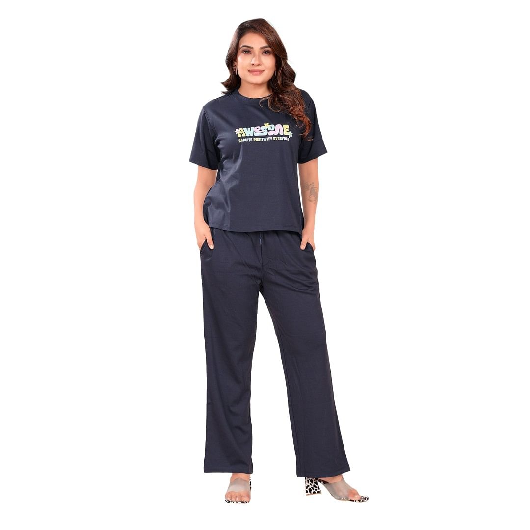Authenzaa Women Co-Ord Set AC2N125 Navy