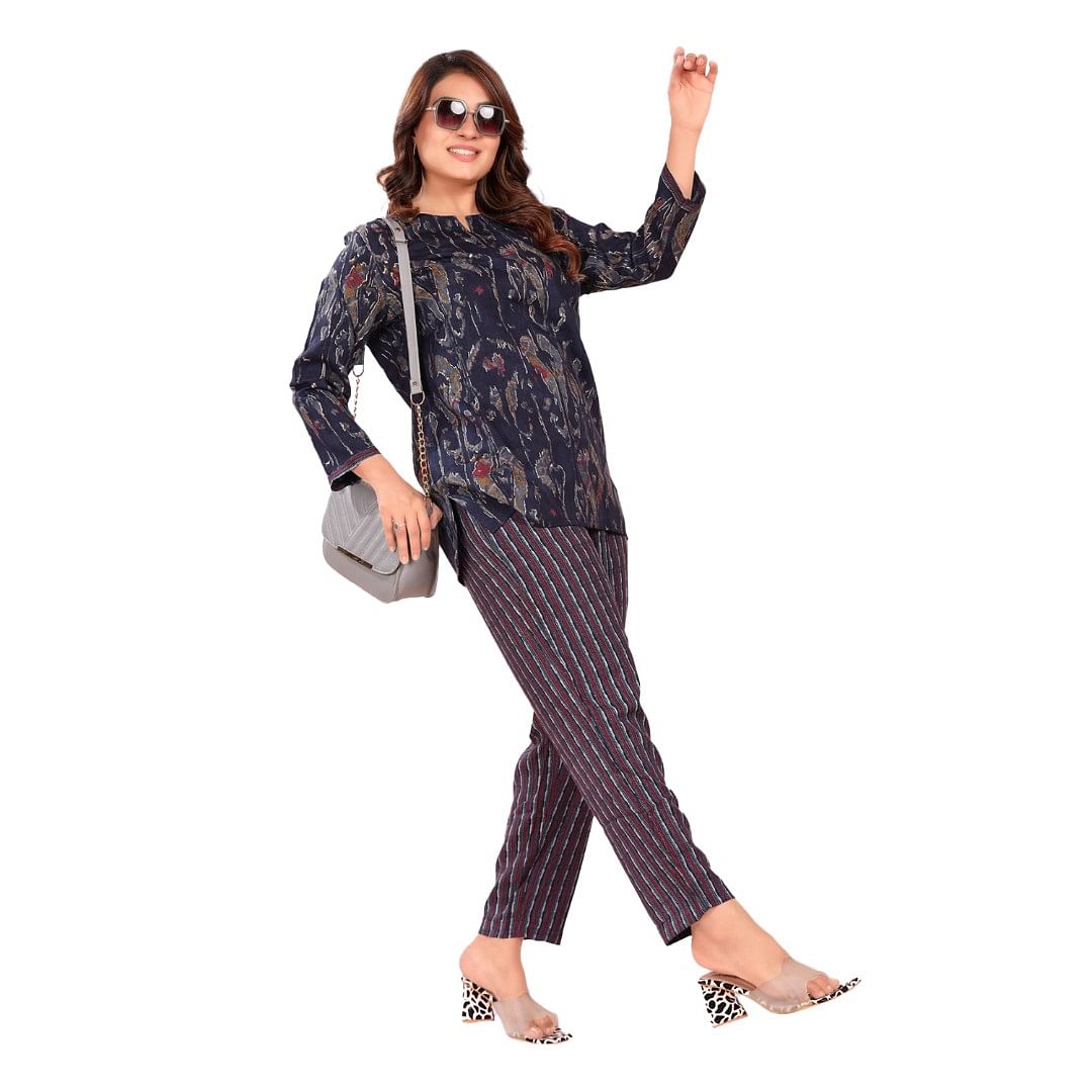 Authenzaa Women Co-Ord Set AC2N126 Navy
