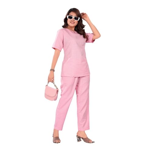 Authenzaa Women Co-Ord Set AC2N131 Baby Pink