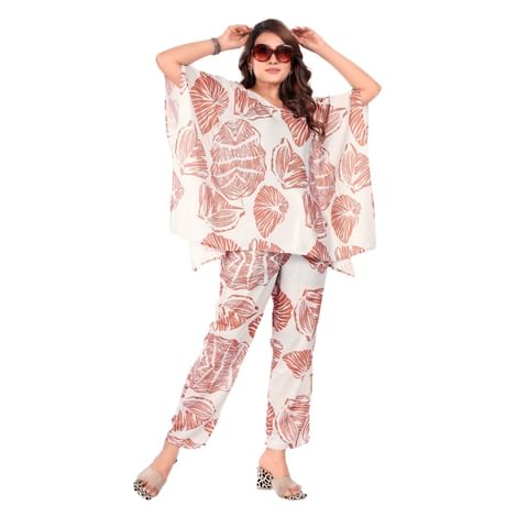 Authenzaa Women Co-Ord Set AC2N132 Cream