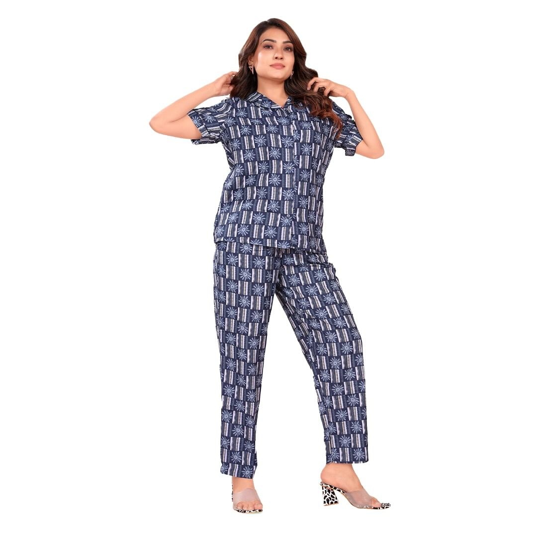 Authenzaa Women Co-Ord Set AC2N133 Navy