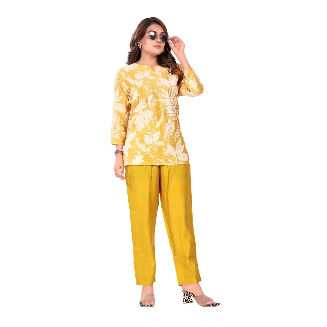Authenzaa Women Co-Ord Set AC2N139 Yellow