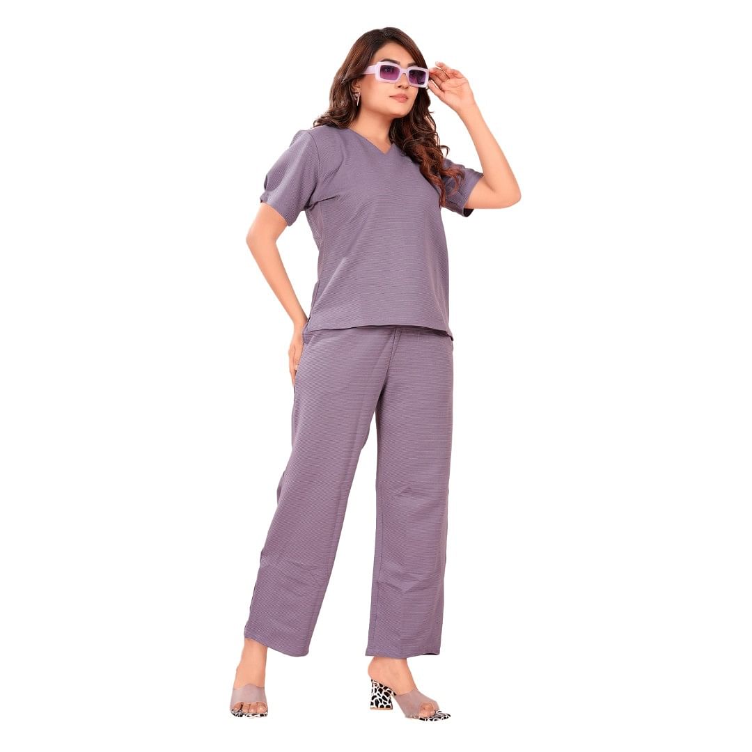 Authenzaa Women Co-Ord Set AC2N140 Purple