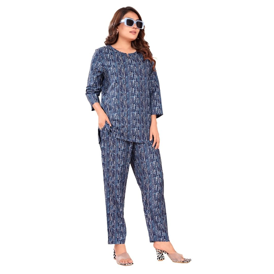 Authenzaa Women Co-Ord Set AC2N147 Navy