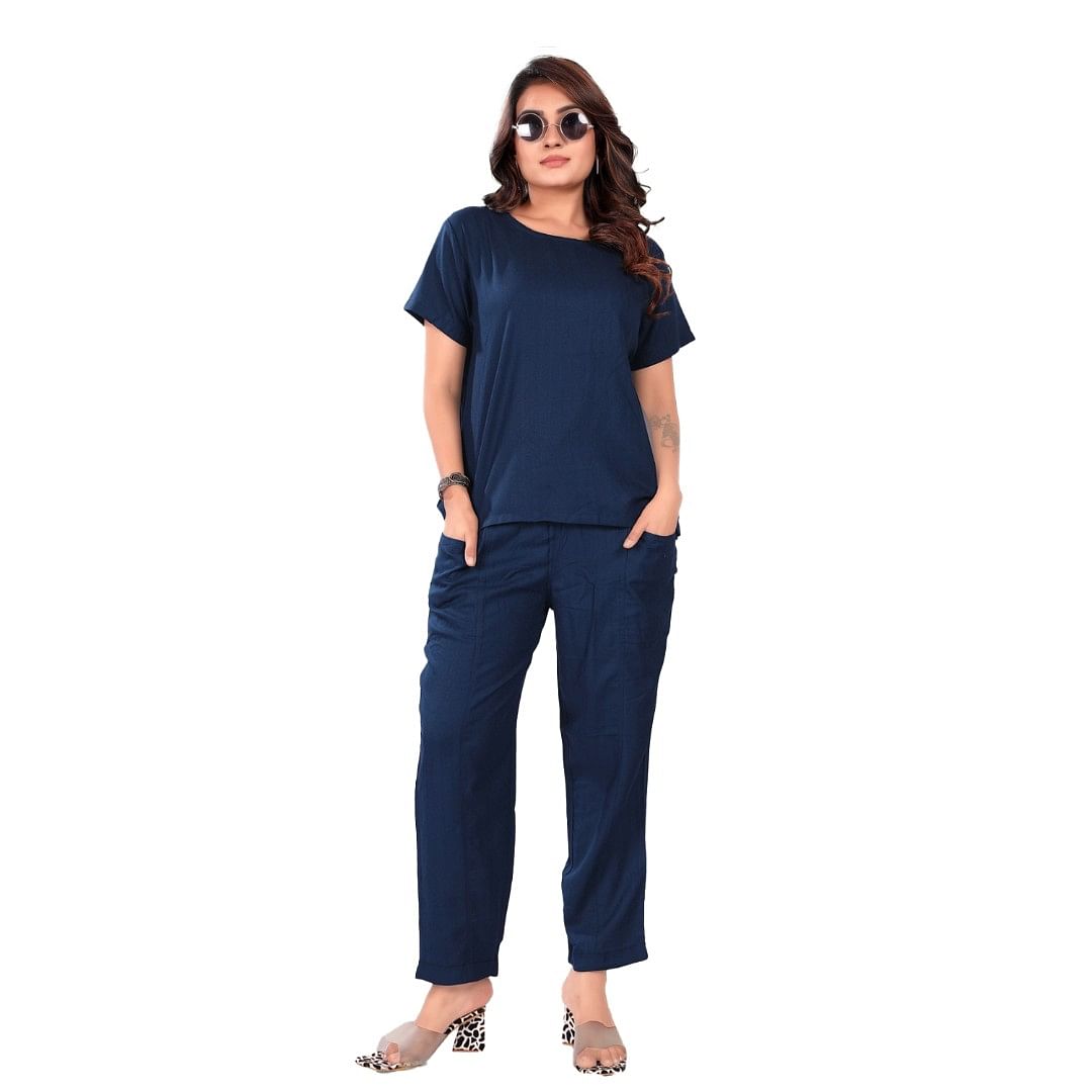 Authenzaa Women Co-Ord Set AC2N148 Navy