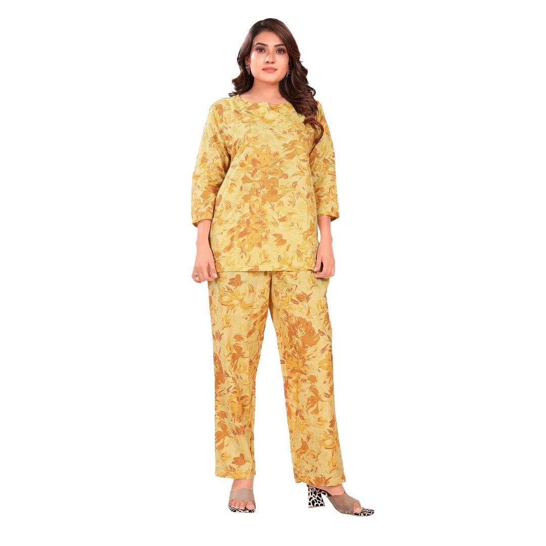 Authenzaa Women Co-Ord Set AC2N151 Yellow
