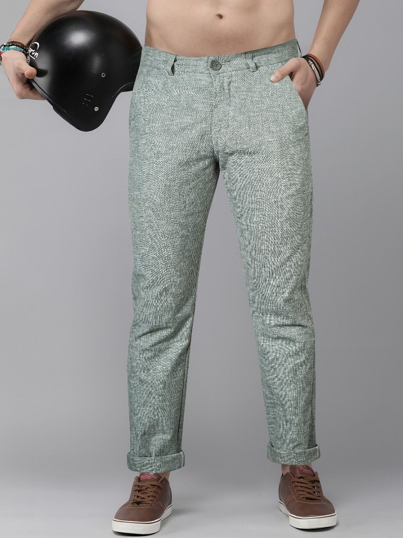 Authenzaa Men Casual Trouser CT4S037 GREEN