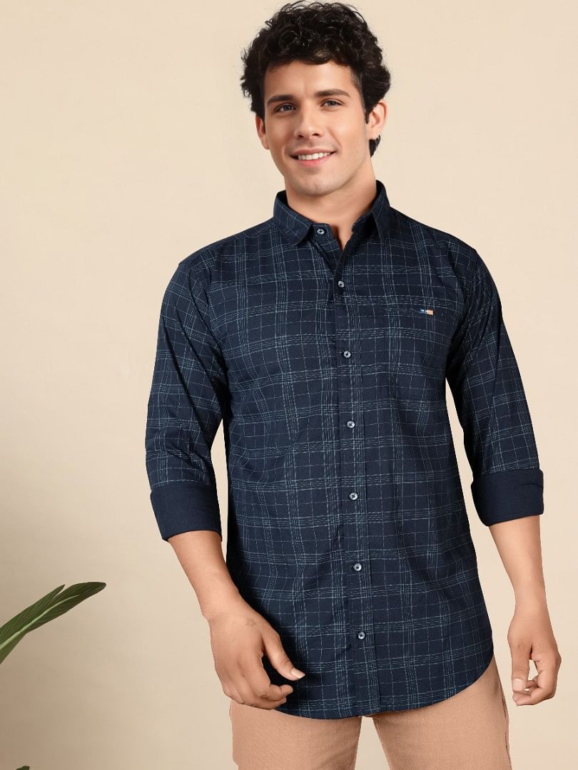 Authenzaa MenCasual Shirt RECS002 Blue