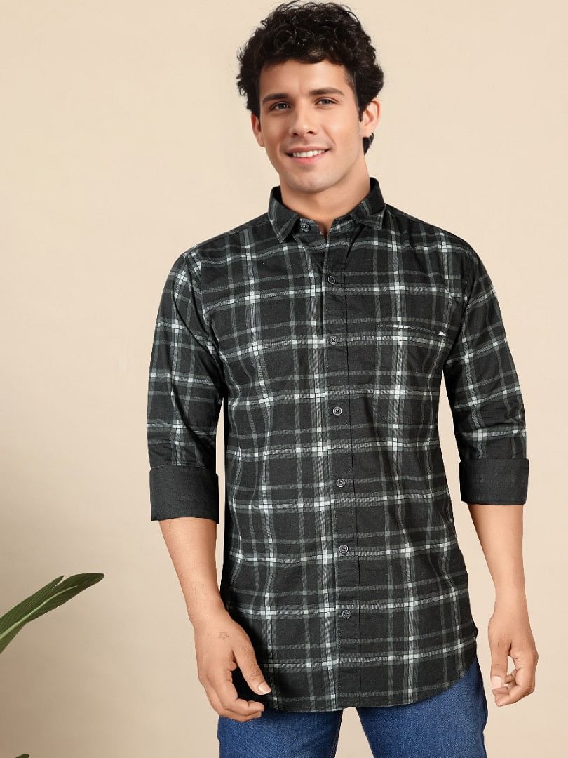Authenzaa Men Casual Shirt RECS004 Black