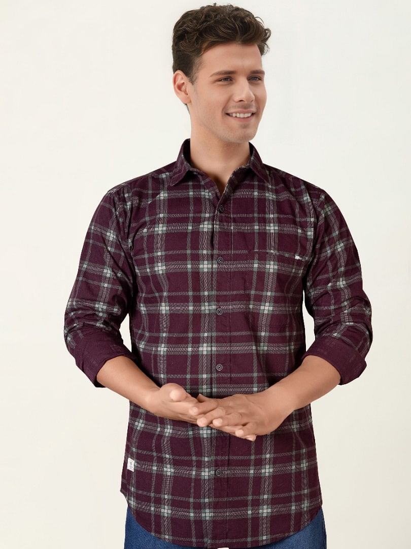 Authenzaa Men Casual Shirt RECS006 Maroon