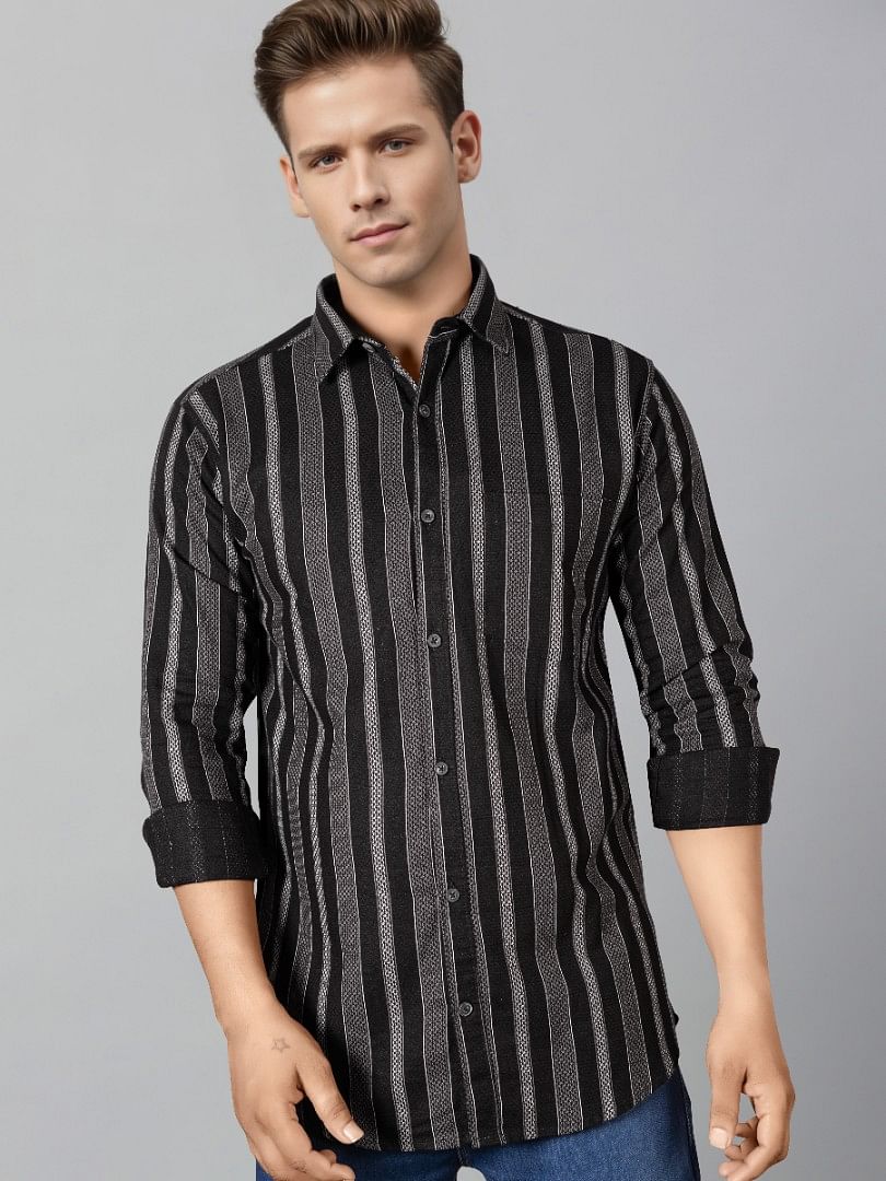Authenzaa Men Casual Shirt RECS009 Black