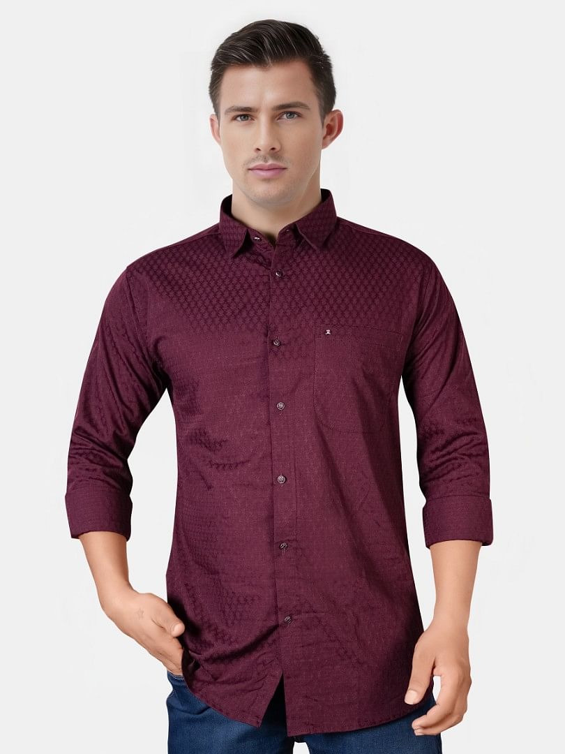 Authenzaa Men Casual Shirt RECS013 Maroon
