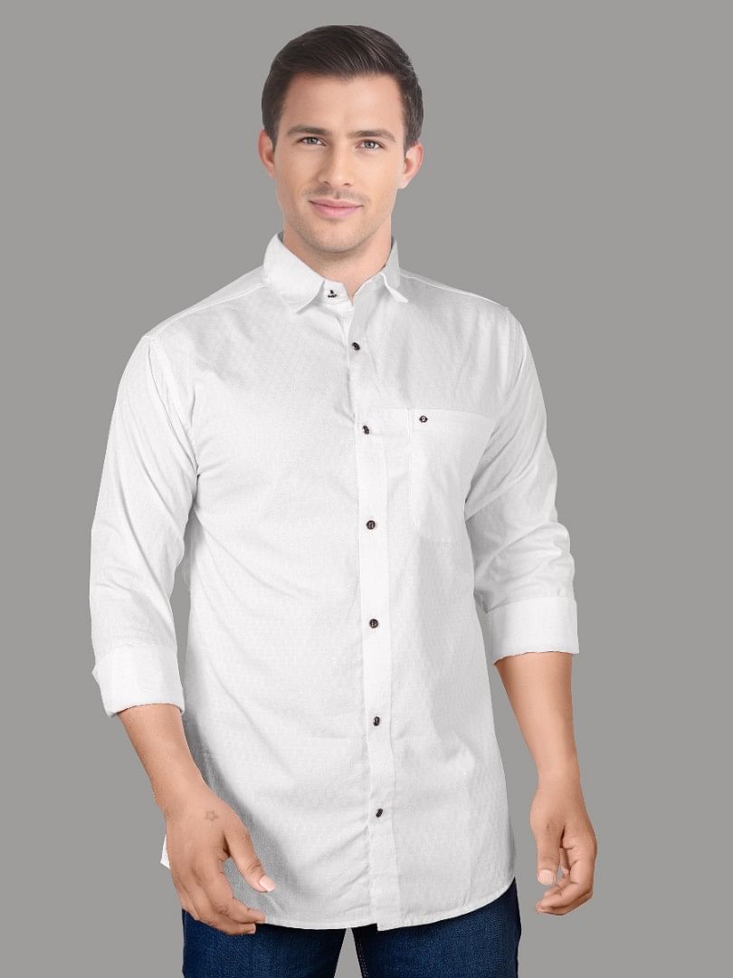 Authenzaa Men Casual Shirt RECS016 White