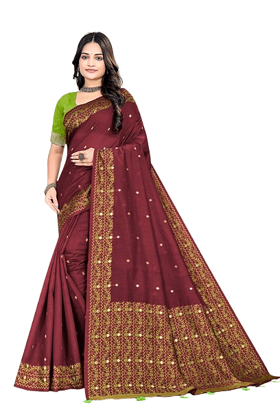 Authenzaa Women Saree YIWS071 Maroon