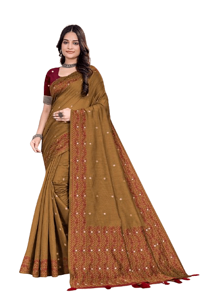 Authenzaa Women Saree YIWS071 Musturd