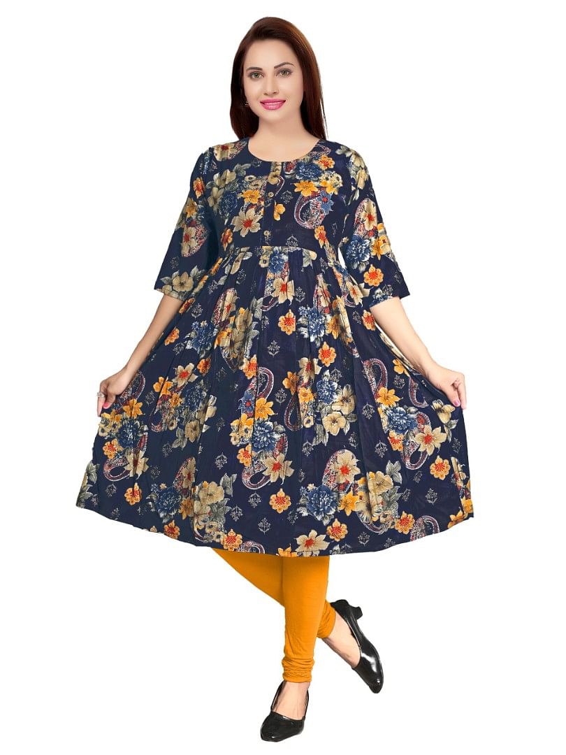 Authenzaa Women Kurti EVWKT040 Navy