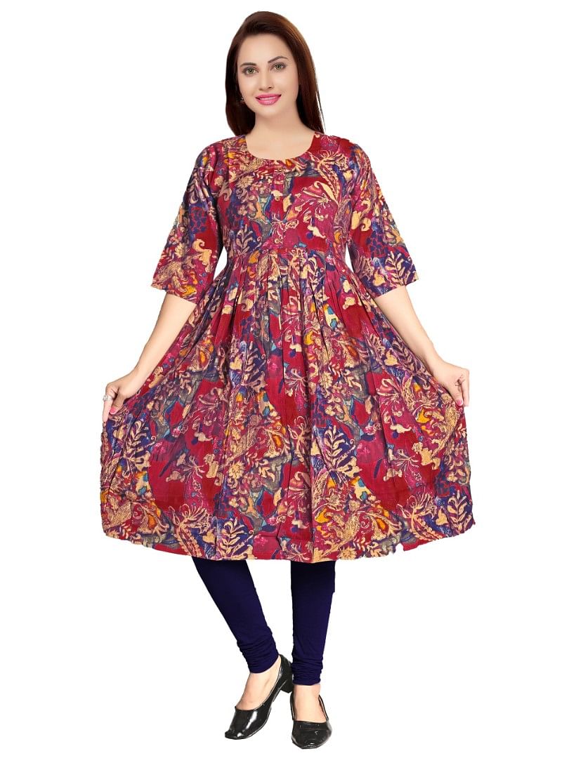 Authenzaa Women Kurti EVWKT041 Wine