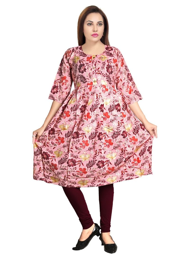 Authenzaa Women Kurti EVWKT045 Pink