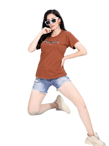 Authenzaa Women T-Shirt ACWTS072 Brown