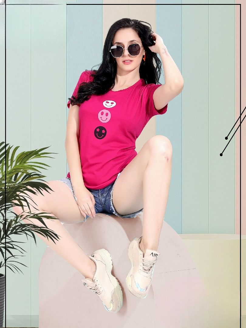 Authenzaa Women T-Shirt ACWTS073 Pink