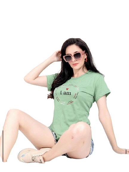 Authenzaa Women T-Shirt ACWTS078 Green