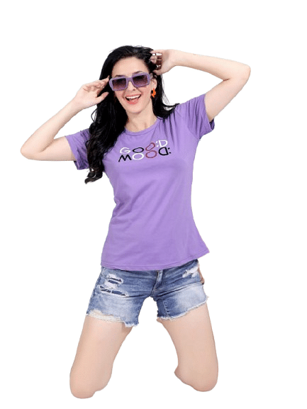 Authenzaa Women T-Shirt ACWTS079 Lilac