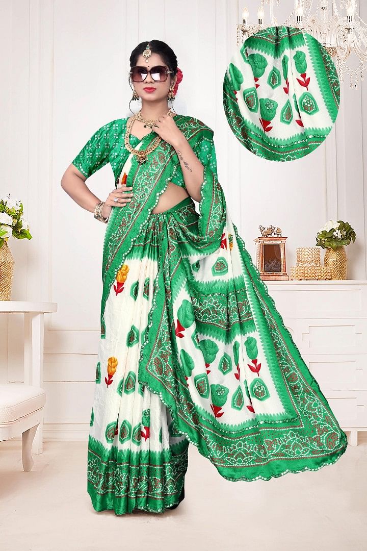 Authenzaa Women Saree ASWS186 Green