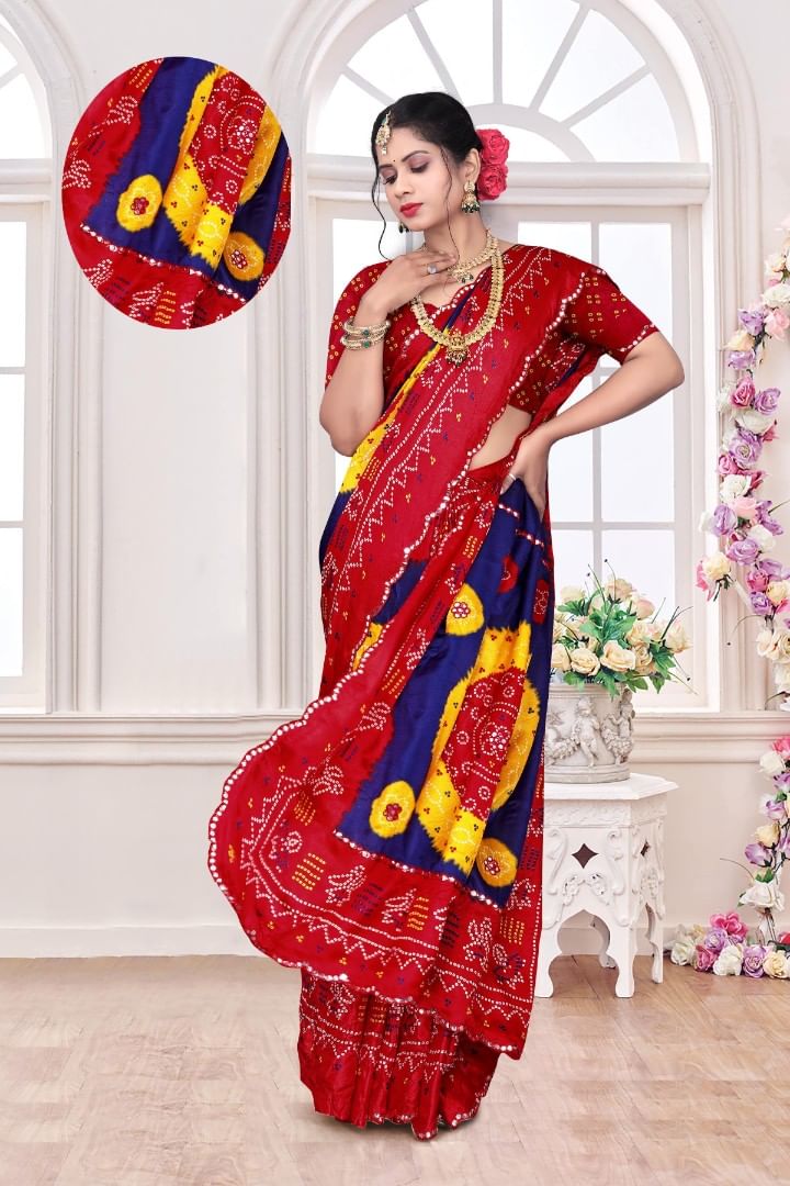 Authenzaa Women Saree ASWS187 Red