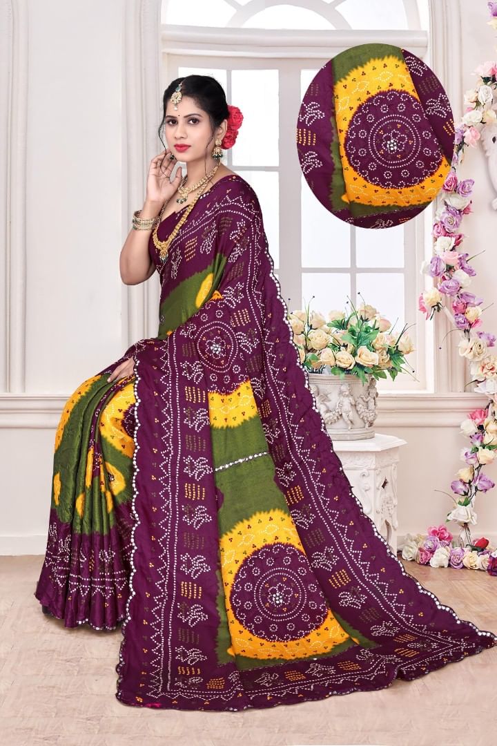 Authenzaa Women Saree ASWS187 Wine