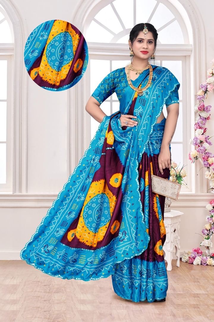 Authenzaa Women Saree ASWS187 Turqoise 