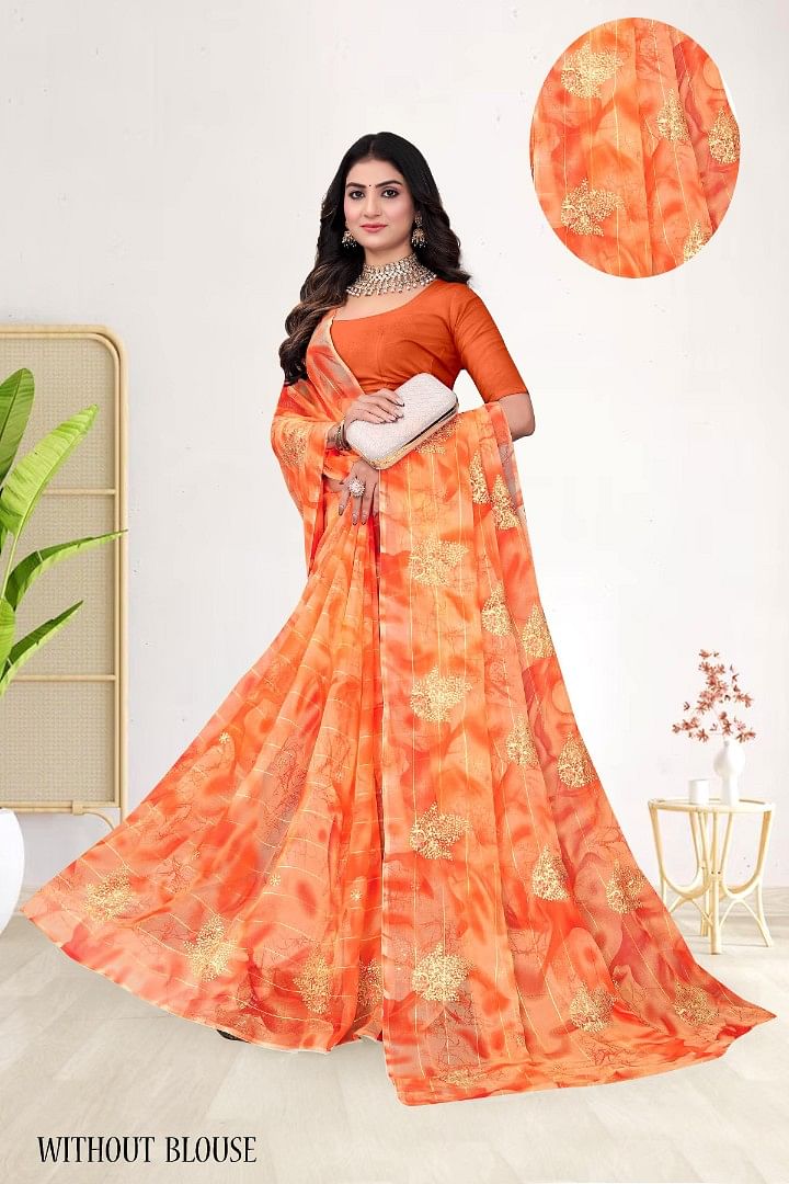 Authenzaa Women Saree ASWS194 Peach