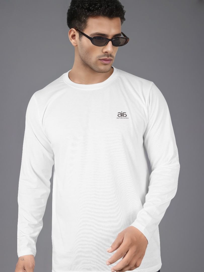 Authenzaa Allay Full Sleeve Round Neck T-Shirt CS-FS2001 White