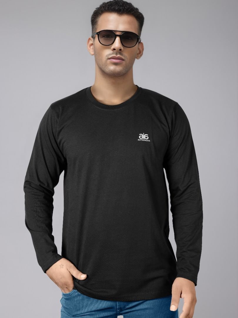 Authenzaa Allay Full Sleeve Round Neck T-Shirt CS-FS2001 Black