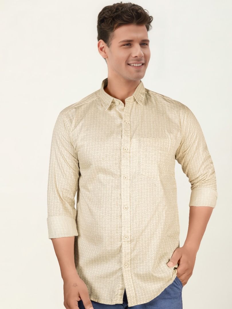 Authenzaa Men Casual Shirt SFCS210 Cream