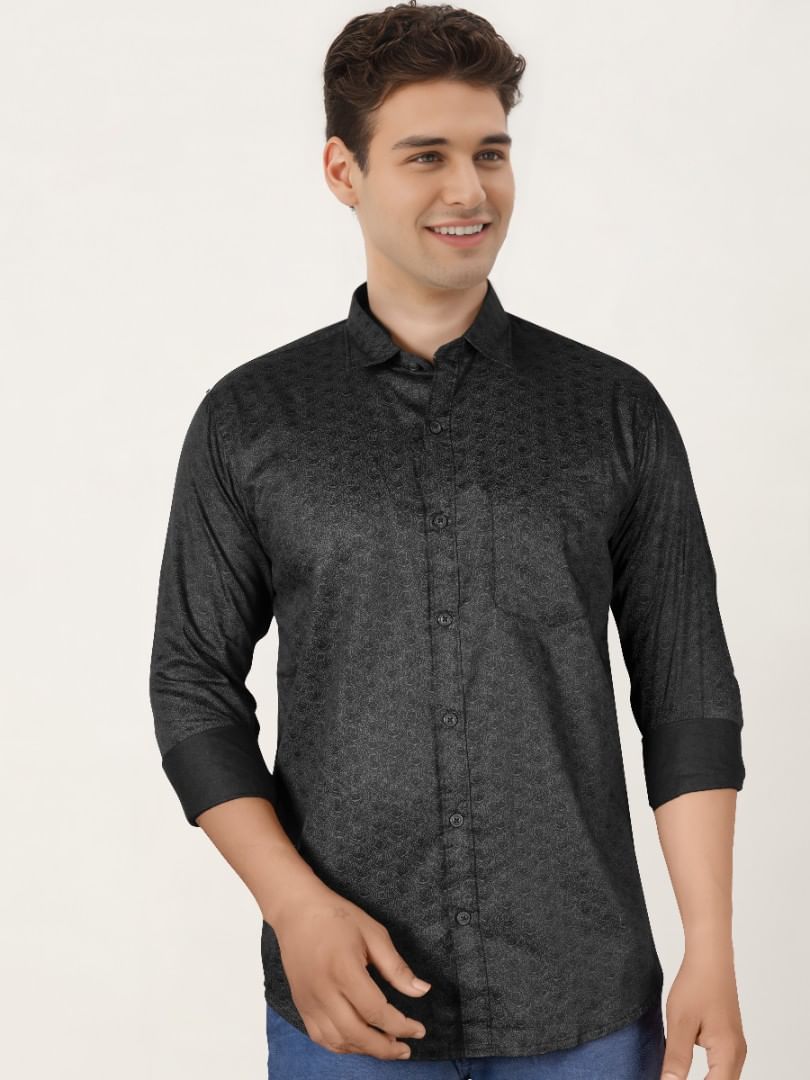 Authenzaa Men Casual Shirt SFCS213 Black