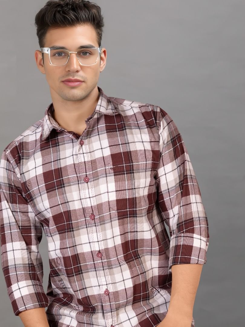 Authenzaa Men Casual Shirt SFCS214 White Wine