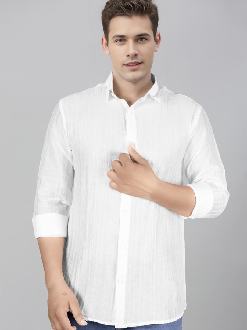 Authenzaa Men Casual Shirt SFCS220 White