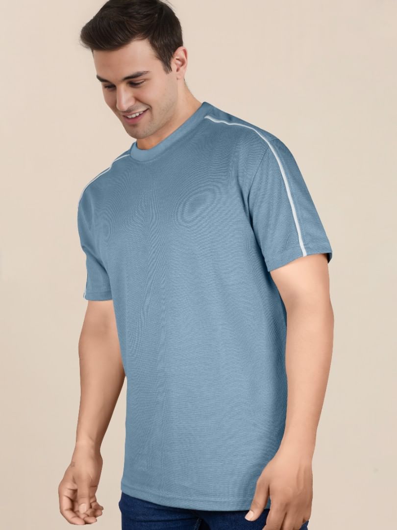 Authenzaa Men Round Neck T-Shirt SFRNT051 Sky Blue