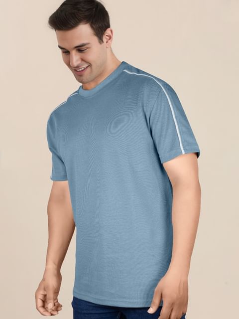 Authenzaa Men Round Neck T-Shirt SFRNT051 Sky Blue