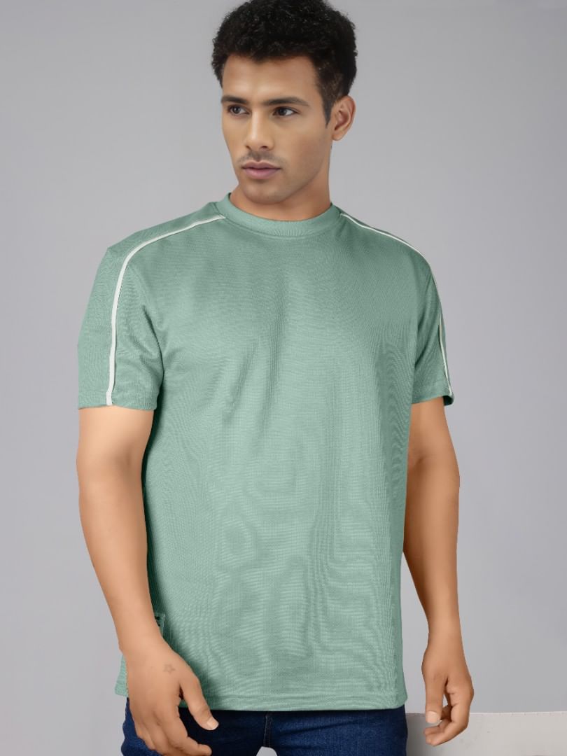 Authenzaa Men Round Neck T-Shirt SFRNT052 Light Pista