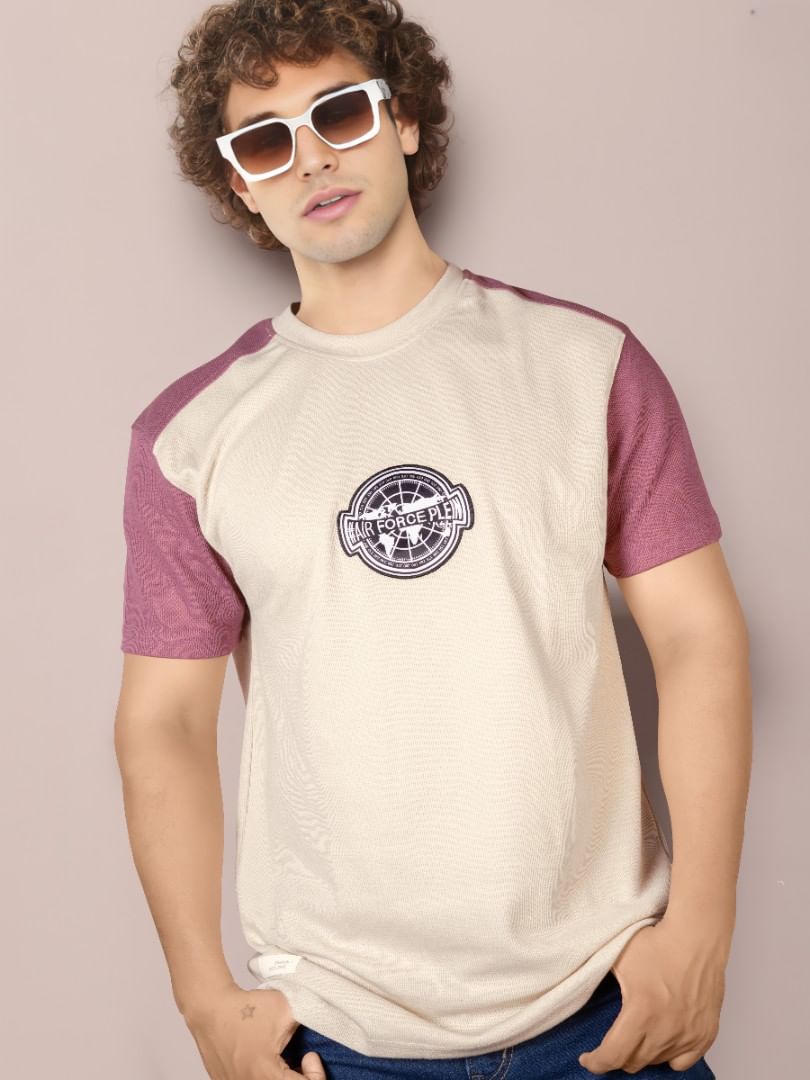  Authenzaa Men Round Neck T-Shirt SFRNT055 Off White Peach