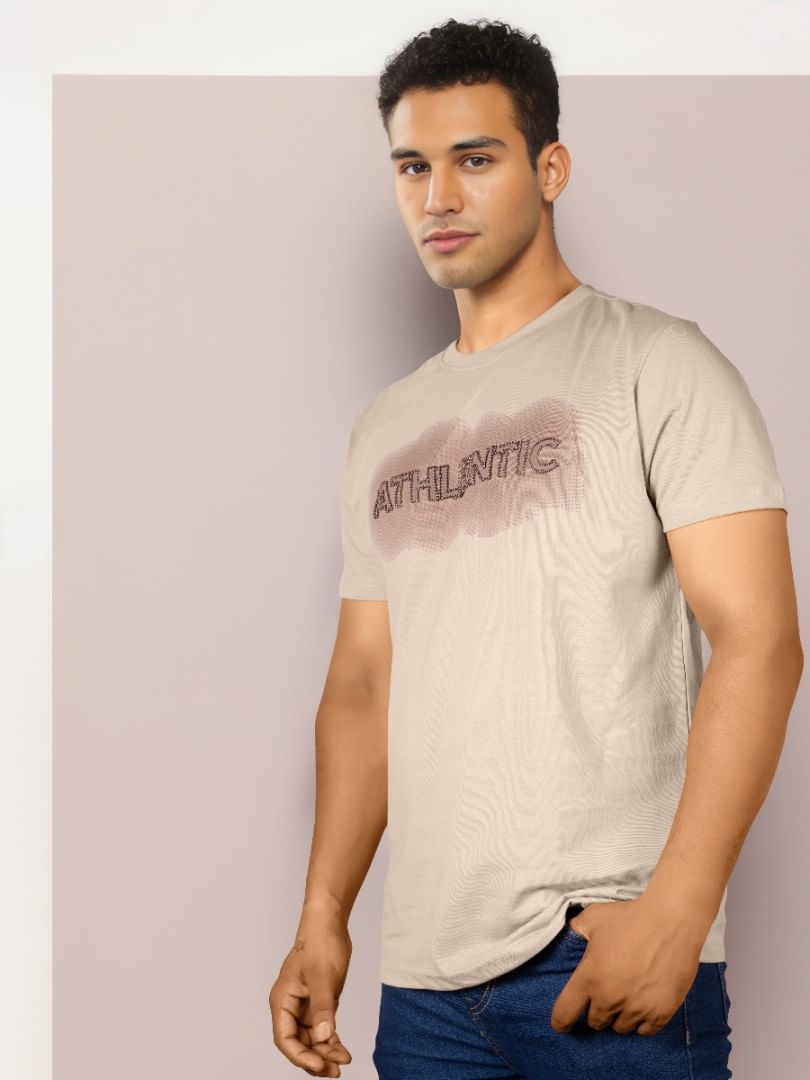 Authenzaa Men Round Neck T-Shirt SFRNT057 Peach