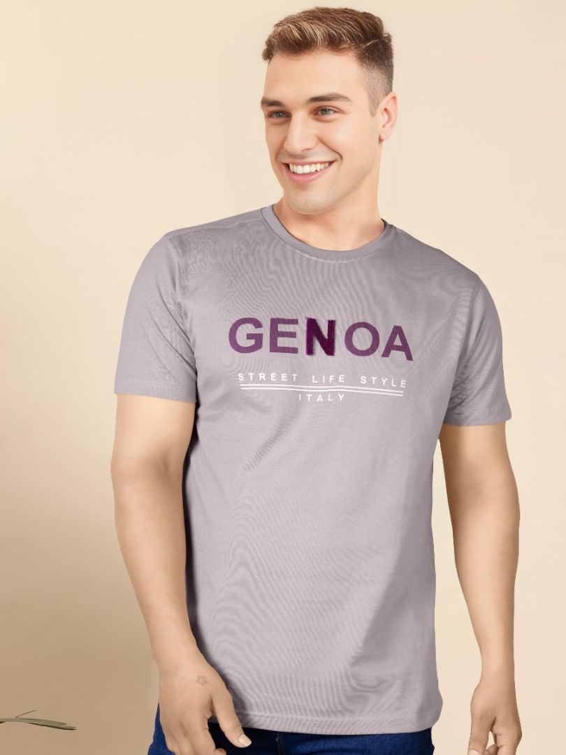Authenzaa Men Round Neck T-Shirt SFRNT060 Mouve