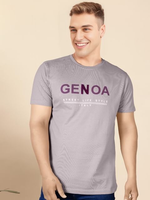 Authenzaa Men Round Neck T-Shirt SFRNT060 Mouve