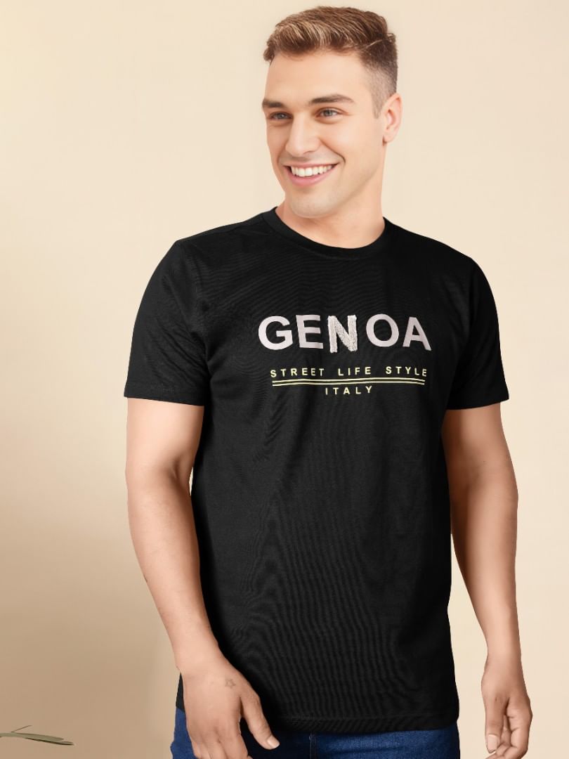 Authenzaa Men Round Neck T-Shirt SFRNT061 Black