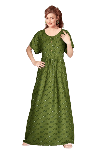 Authenzaa Women Nighty SMWN045 Olive