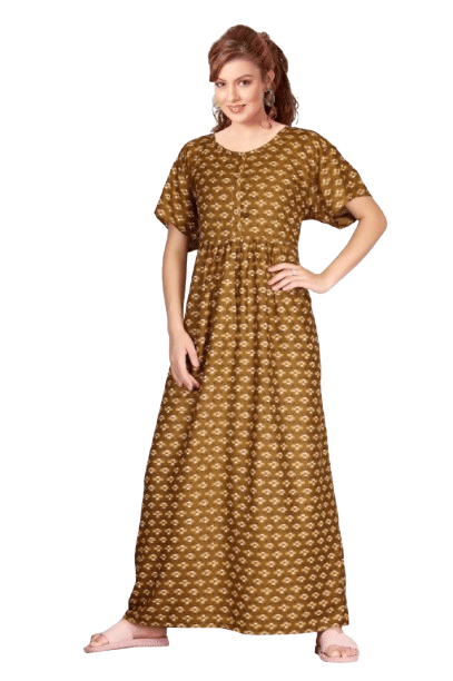 Authenzaa Women Nighty SMWN045 Brown