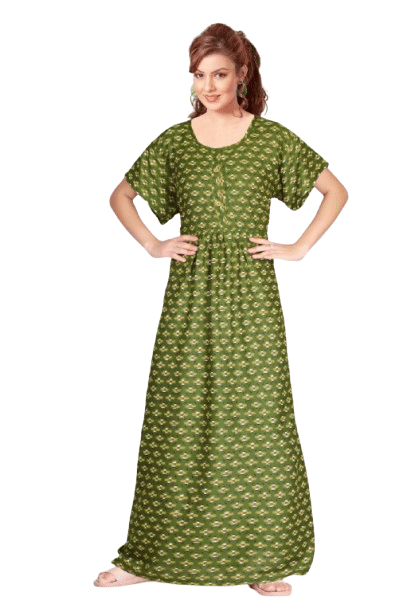 Authenzaa Women Nighty SMWN046 Olive